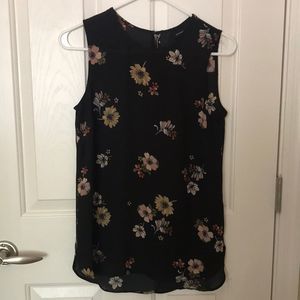 Who What Wear Black Floral Blouse